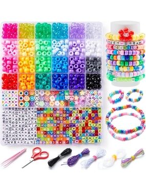 Kids Rainbow Bead Bracelet Kit - Multicolor Jewelry Supplies